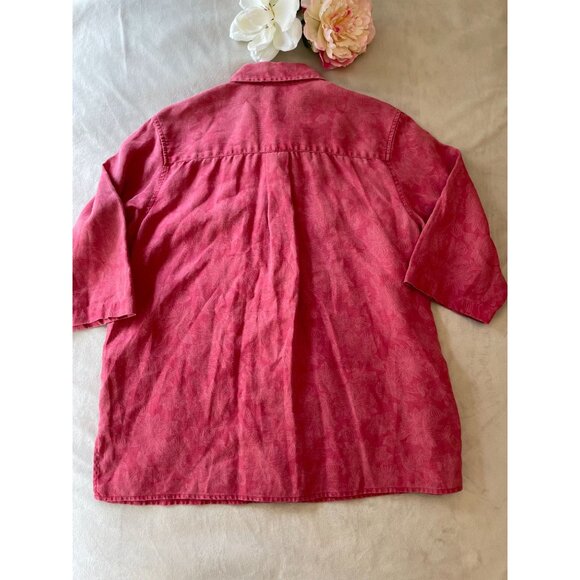 L.L. Bean Womens 100% Linen Shirt Sz 2X  Vintage Grandmacore Cottagecore Pink - Picture 2 of 9